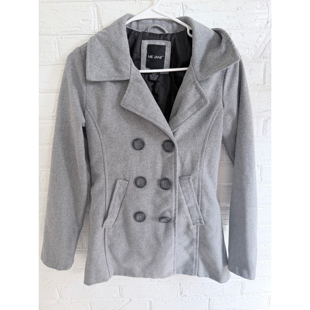 ME JANE‎ Women's Gray Double Breasted Wool Blend Pea Coat XS